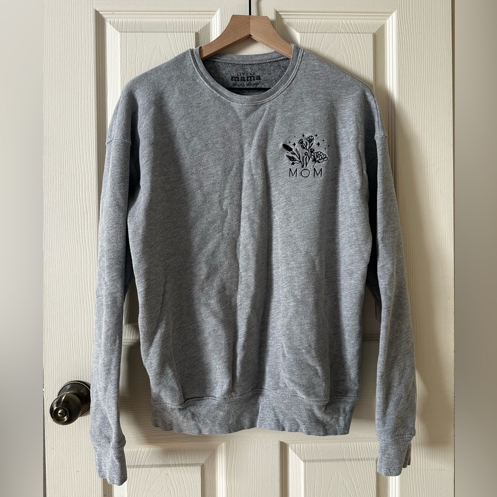LMSS Little Mama Shirt Shop Embroidered Fleece in Gray